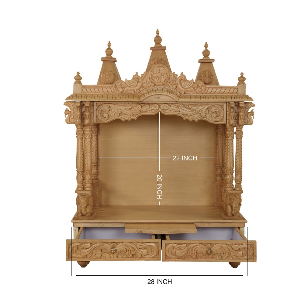 Sevan Wood Pooja Mandir Design   L 28" x W 15" x H 42"